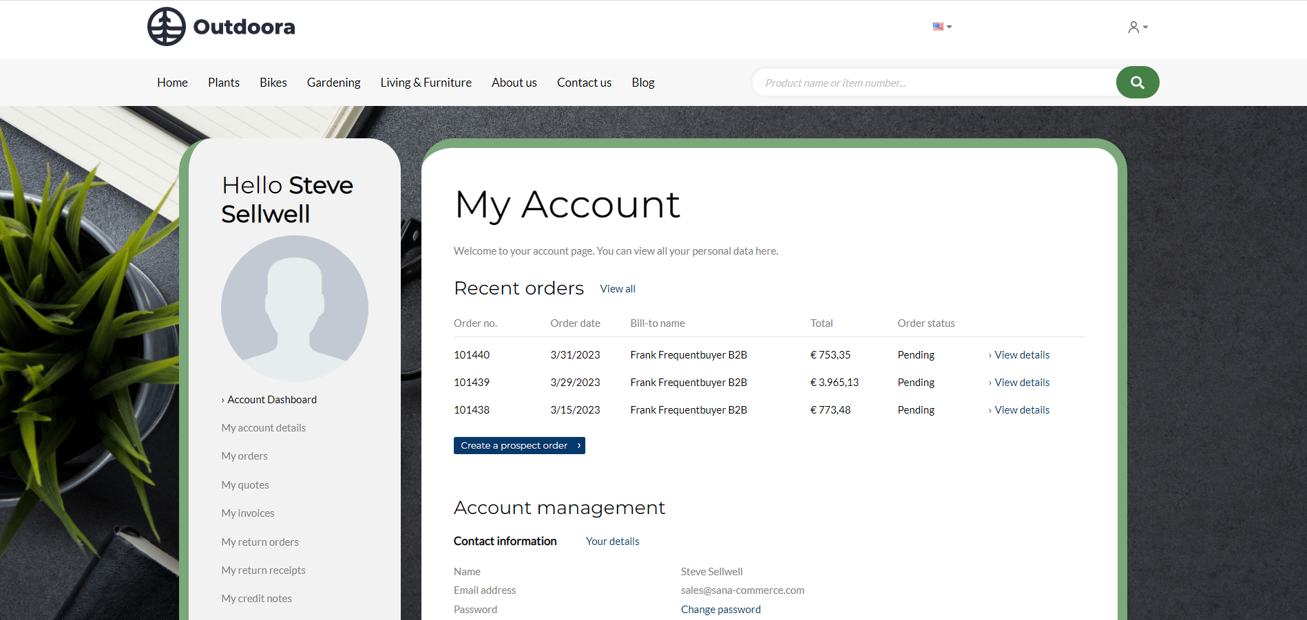 Sana Commerce Cloud Screenshot