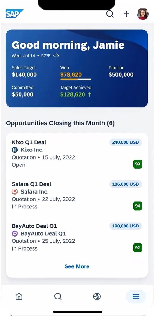 SAP Sales Cloud Screenshot
