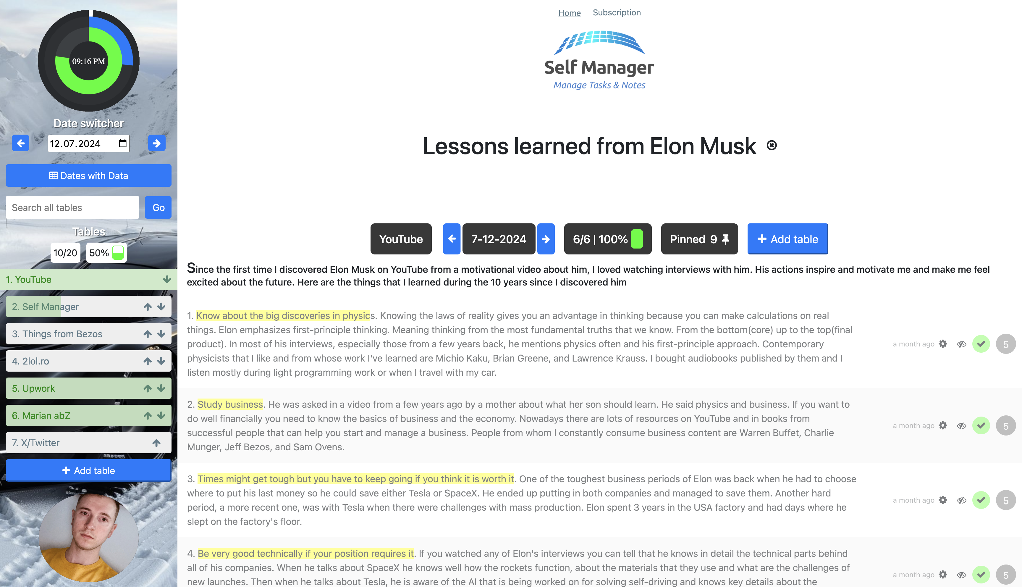Self Manager screenshot & Video