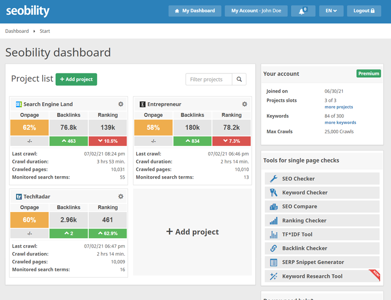 Seobility screenshot & Video