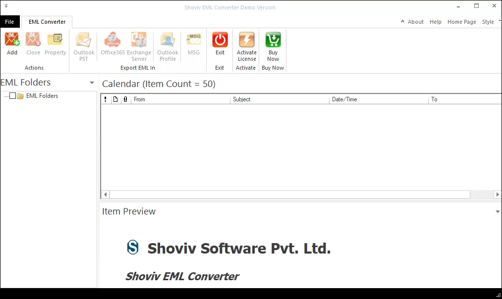 Shoviv EML to PST Converter Tool Screenshot