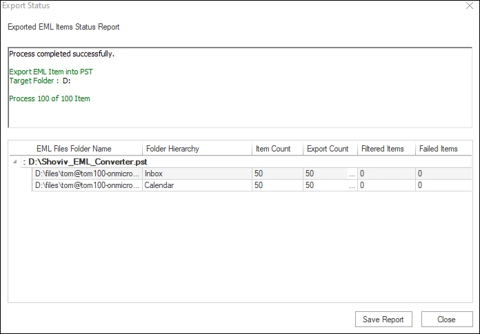 Shoviv EML to PST Converter Tool Screenshot
