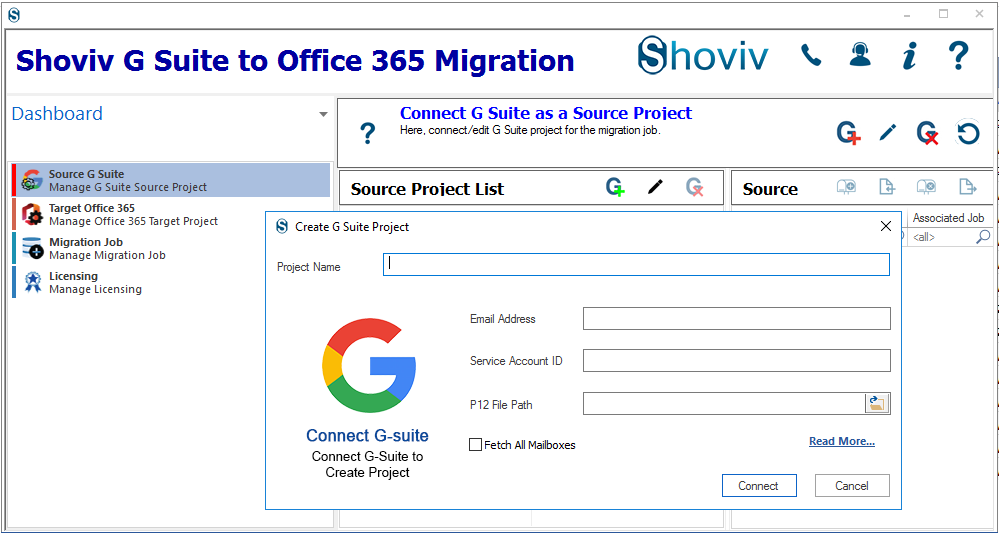 Shoviv G Suite to Office 365 Migration Tool Screenshot