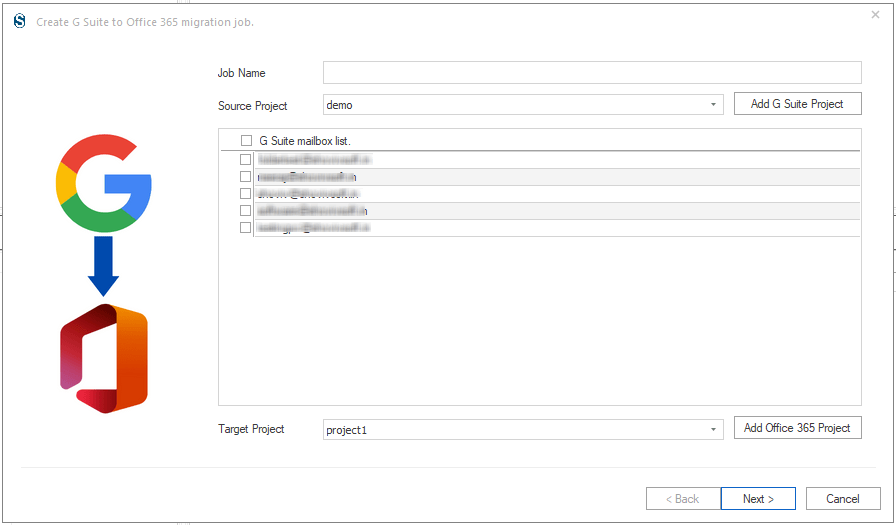Shoviv G Suite to Office 365 Migration Tool Screenshot