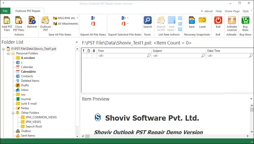 Shoviv Outlook PST Repair Tool Screenshot