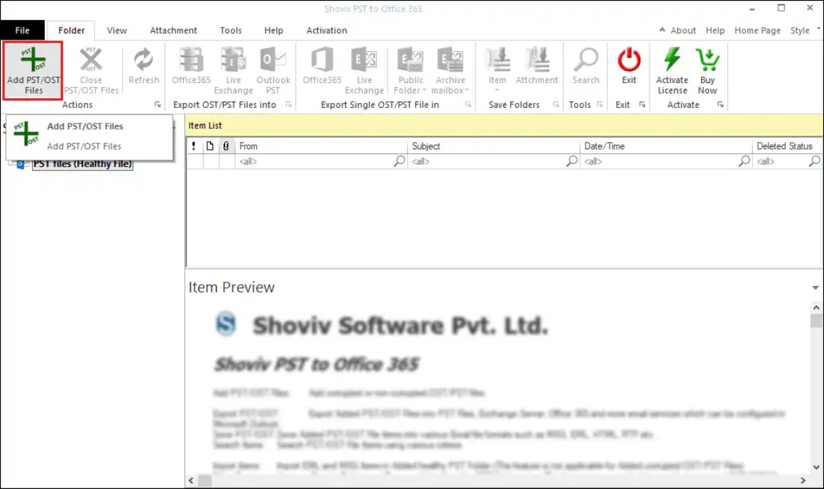 Shoviv PST to Office 365 Migration Tool Screenshot