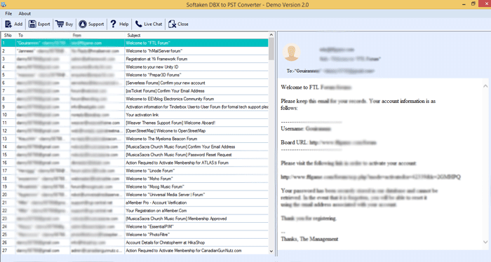 Softaken DBX to PST Converter Screenshot