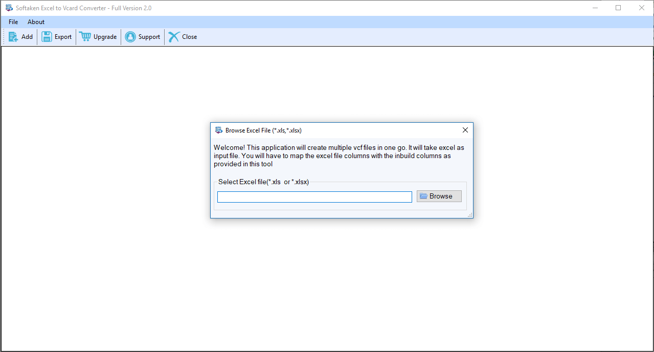 Softaken Excel to vCard Converter Screenshot