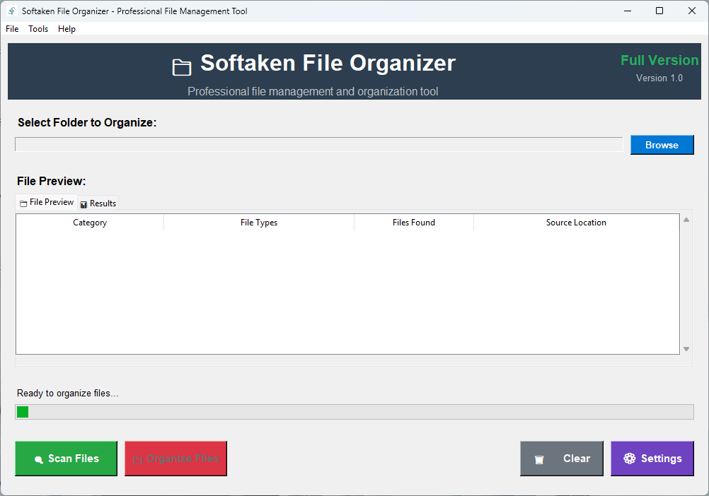 Softaken File Organizer Software Screenshot