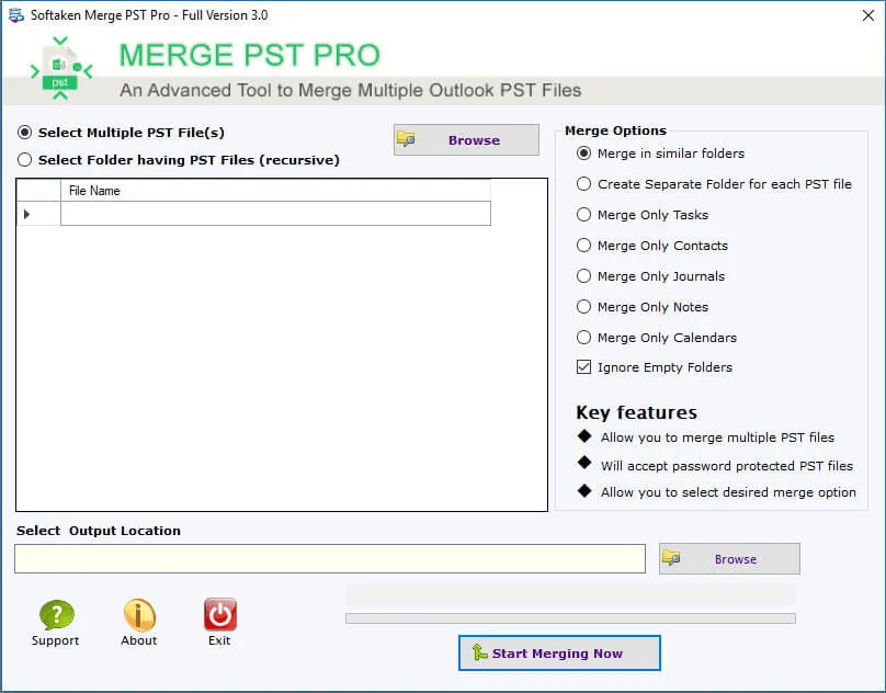 Softaken Merge PST Tool Screenshot