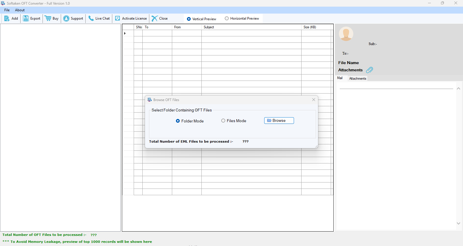 Softaken OFT Converter Screenshot