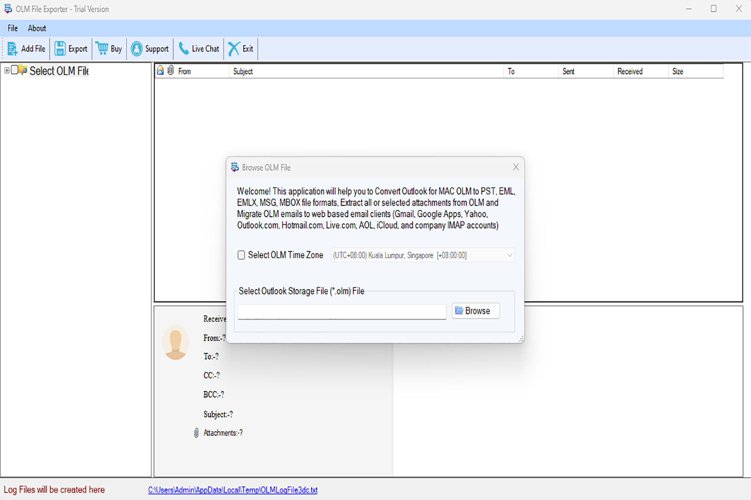 Softaken OLM to PST Converter Screenshot