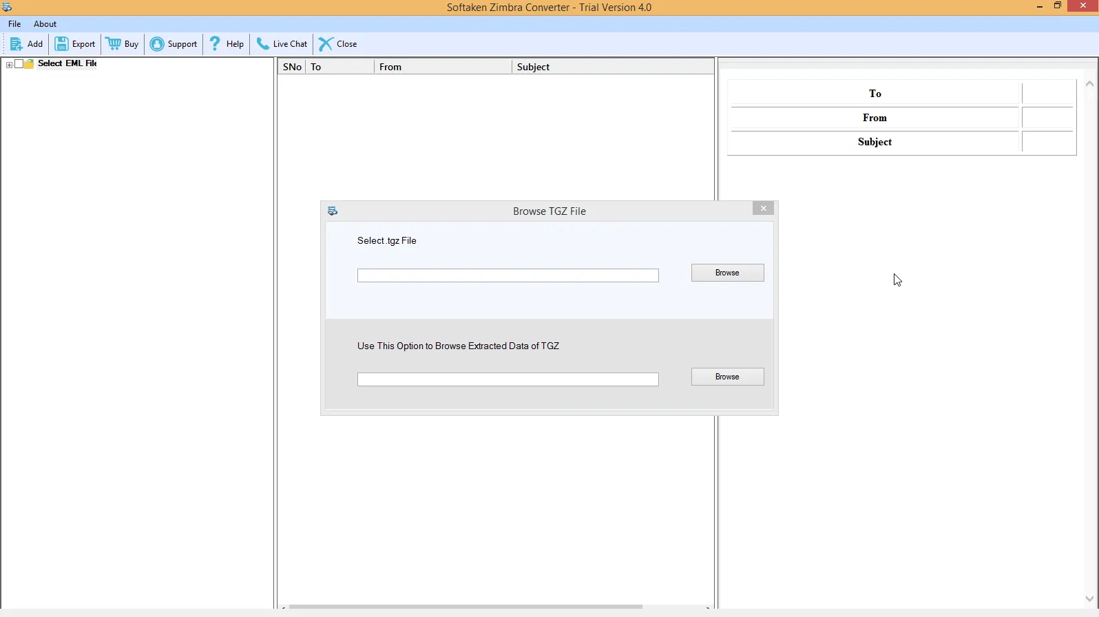 Softaken TGZ to PST Converter Screenshot