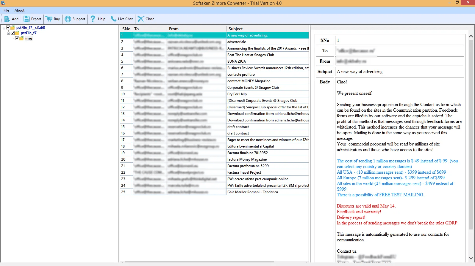 Softaken Zimbra Converter Screenshot