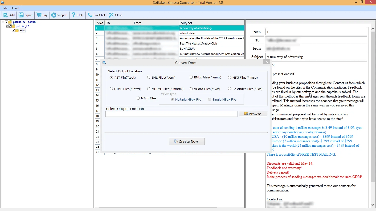 Softaken Zimbra Converter Screenshot