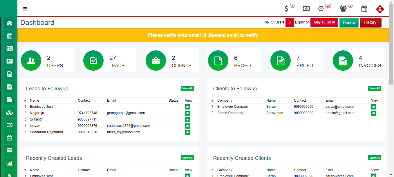 Solid Performers CRM Screenshot