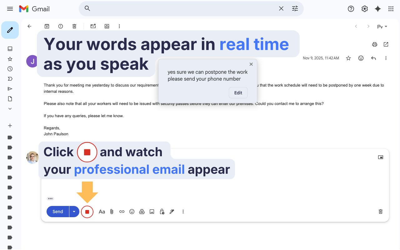 Speak2mail Screenshot