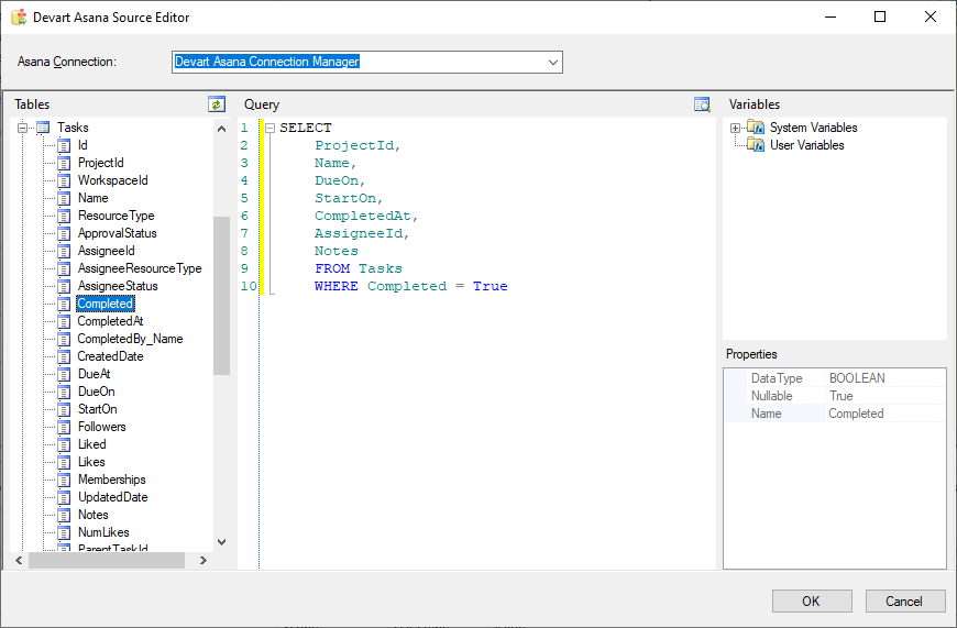 SSIS Data Flow Components for Asana screenshot & Video