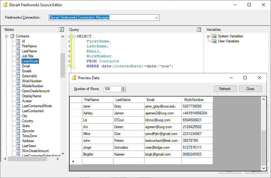 SSIS Data Flow Components for Freshworks CRM screenshot & Video