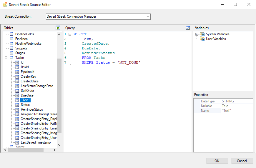 SSIS Data Flow Components for Streak Screenshot