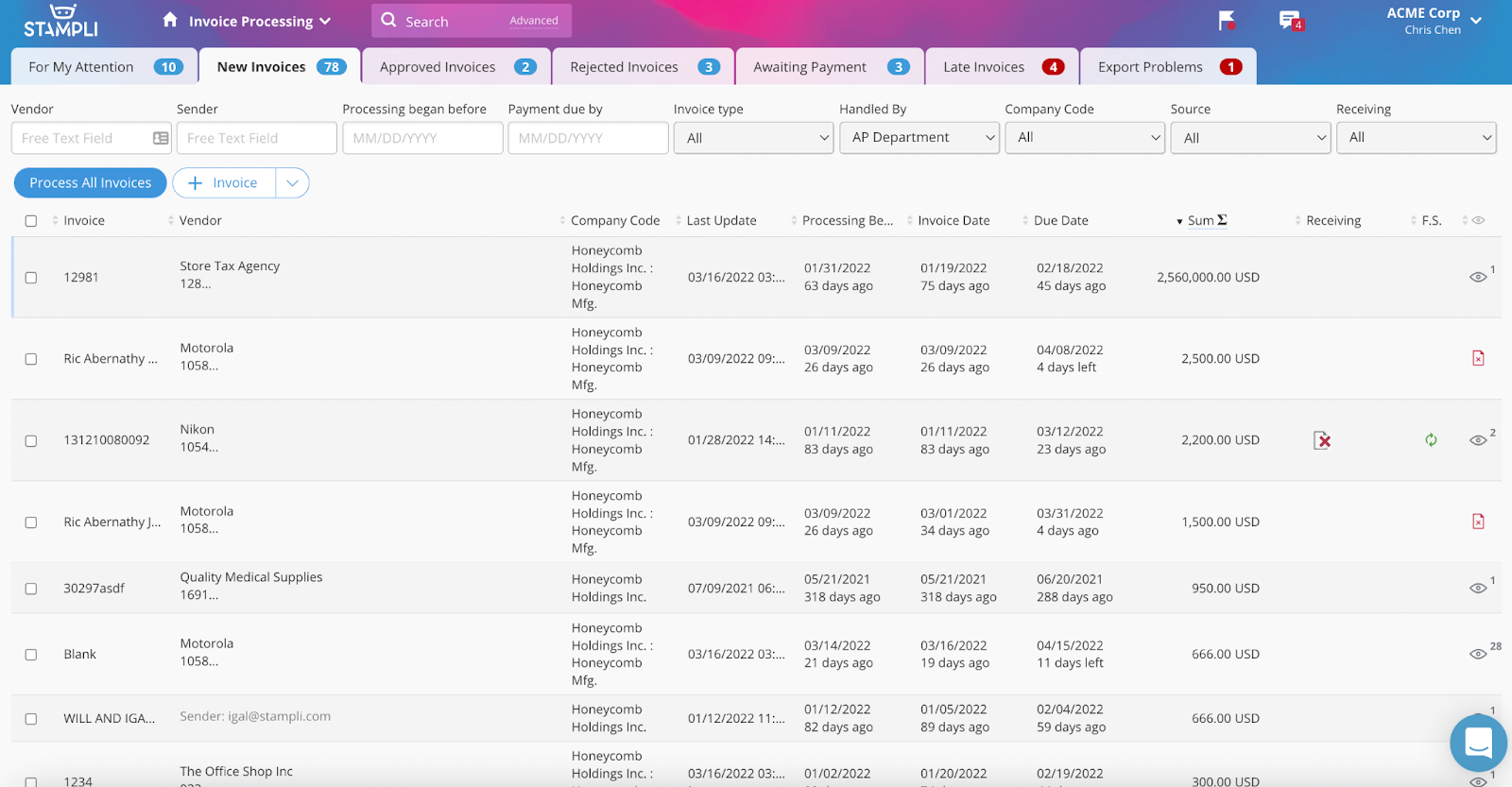 Stampli Screenshot