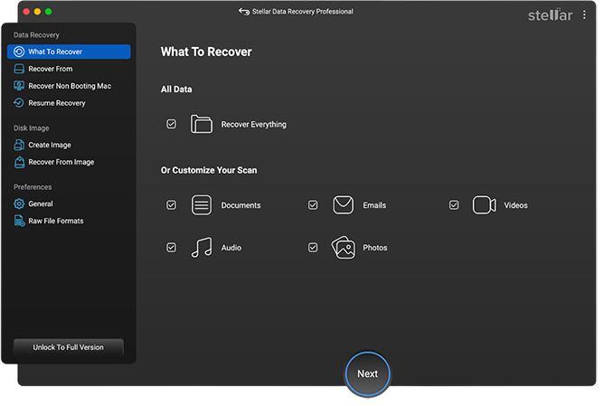 Stellar Data Recovery Professional- Mac Screenshot