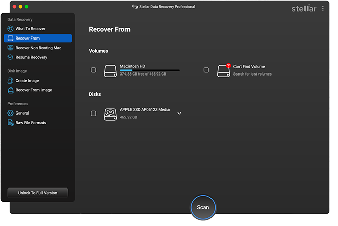 Stellar Data Recovery Professional- Mac Screenshot