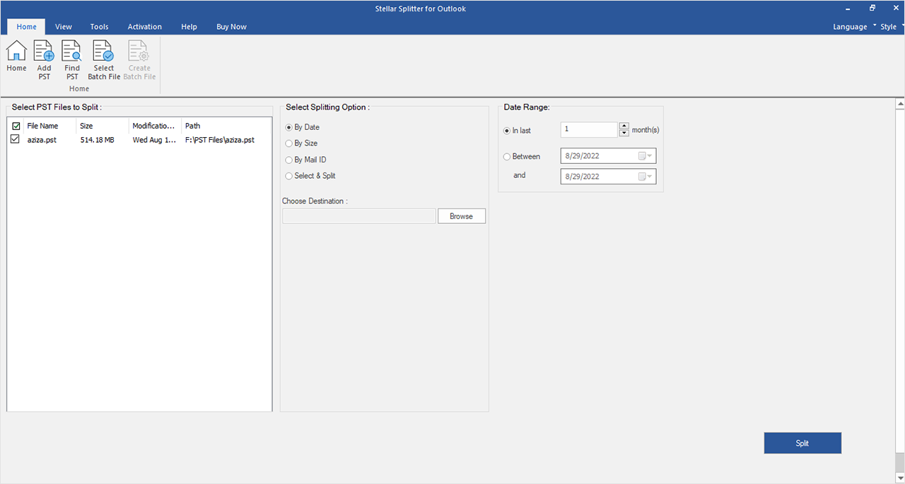 Stellar Splitter for Outlook v10.0.0.0 Screenshot