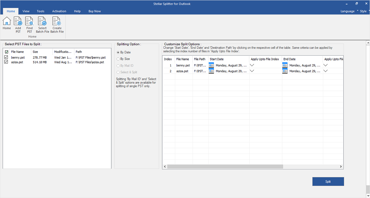 Stellar Splitter for Outlook v10.0.0.0 Screenshot