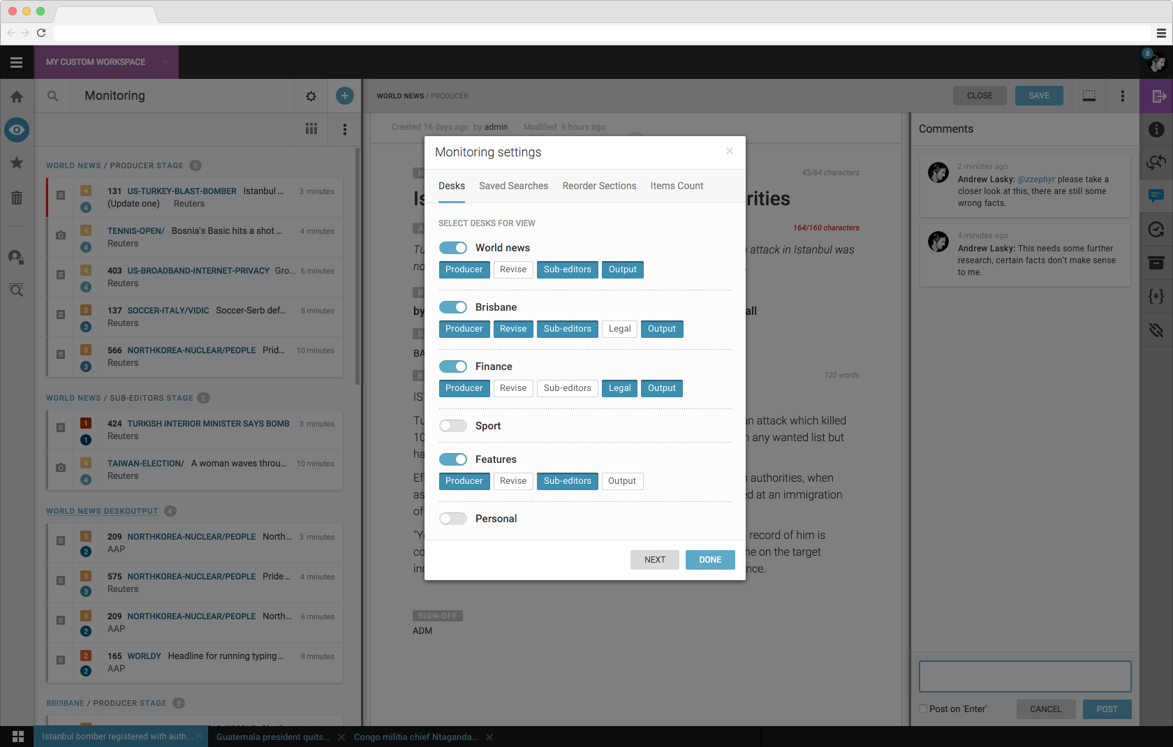 Superdesk Screenshot