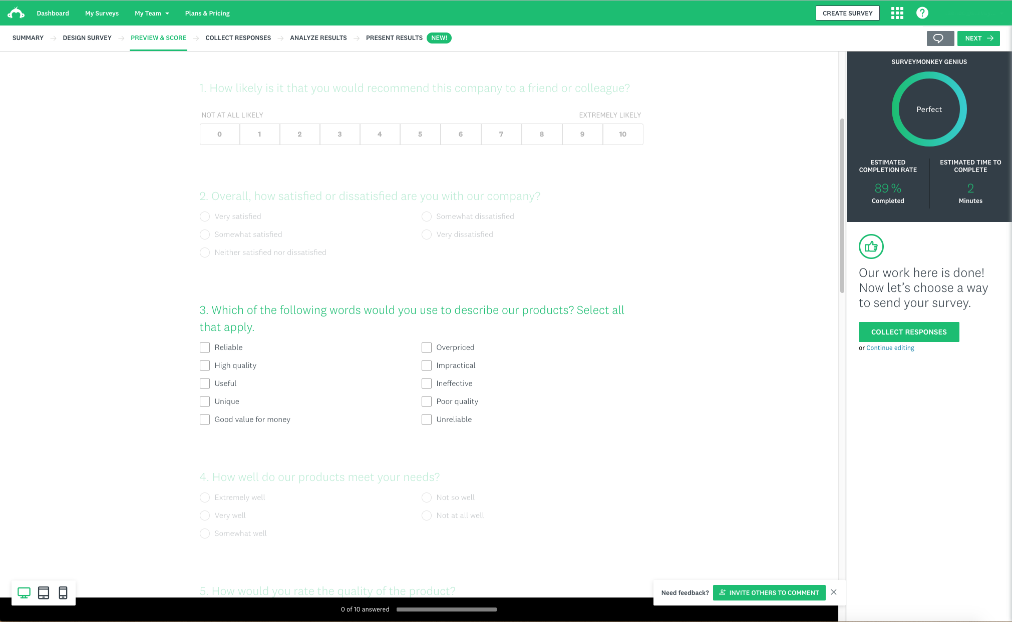 SurveyMonkey screenshot & Video