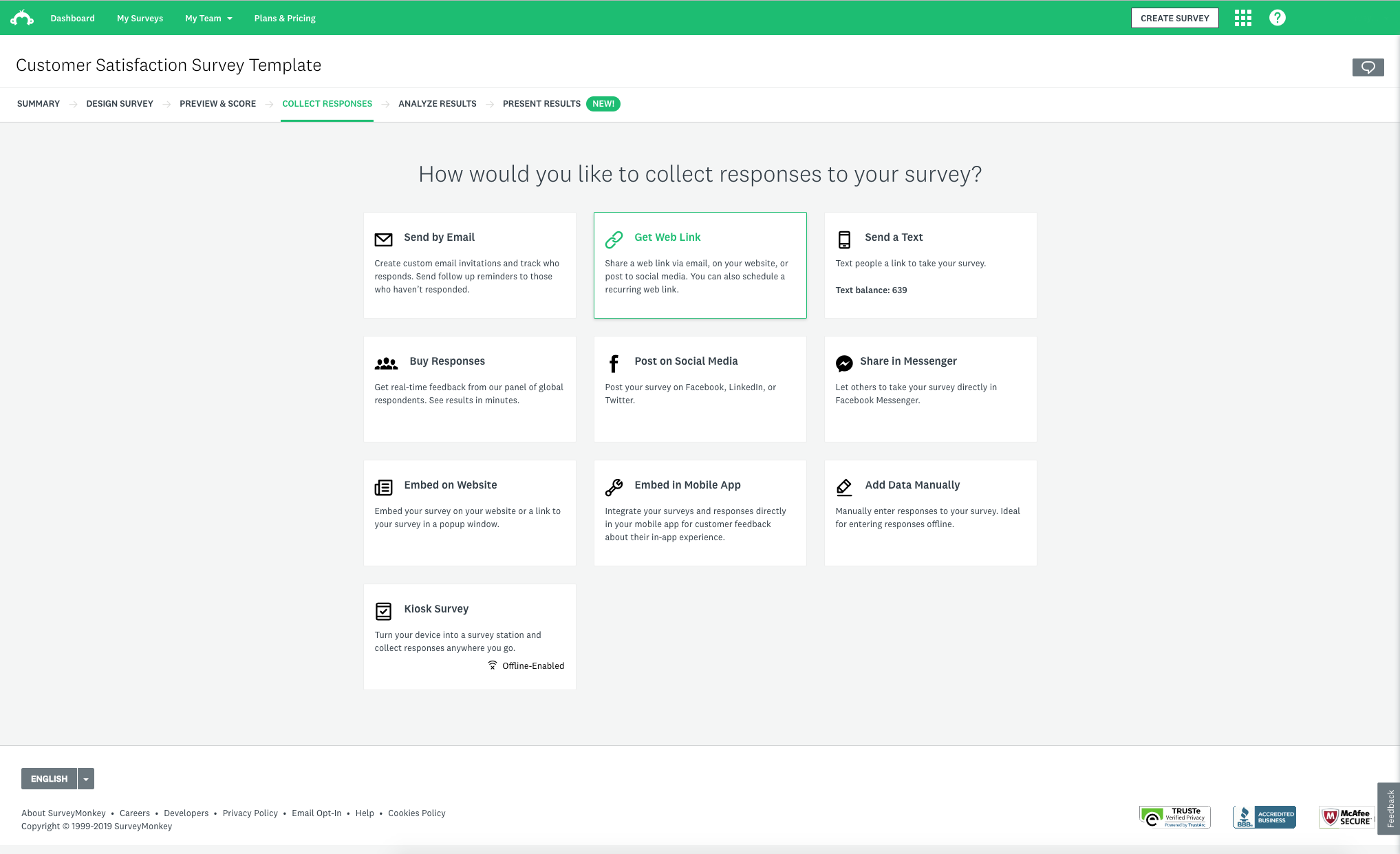 SurveyMonkey screenshot & Video