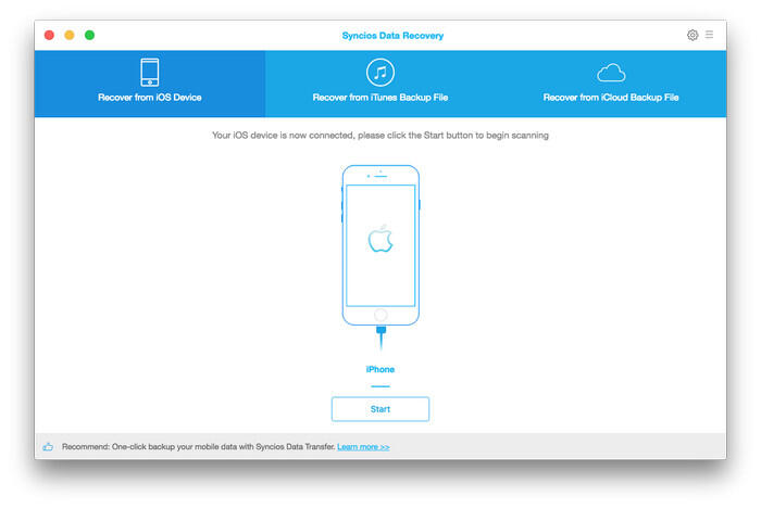 Syncios iOS Data Recovery Screenshot