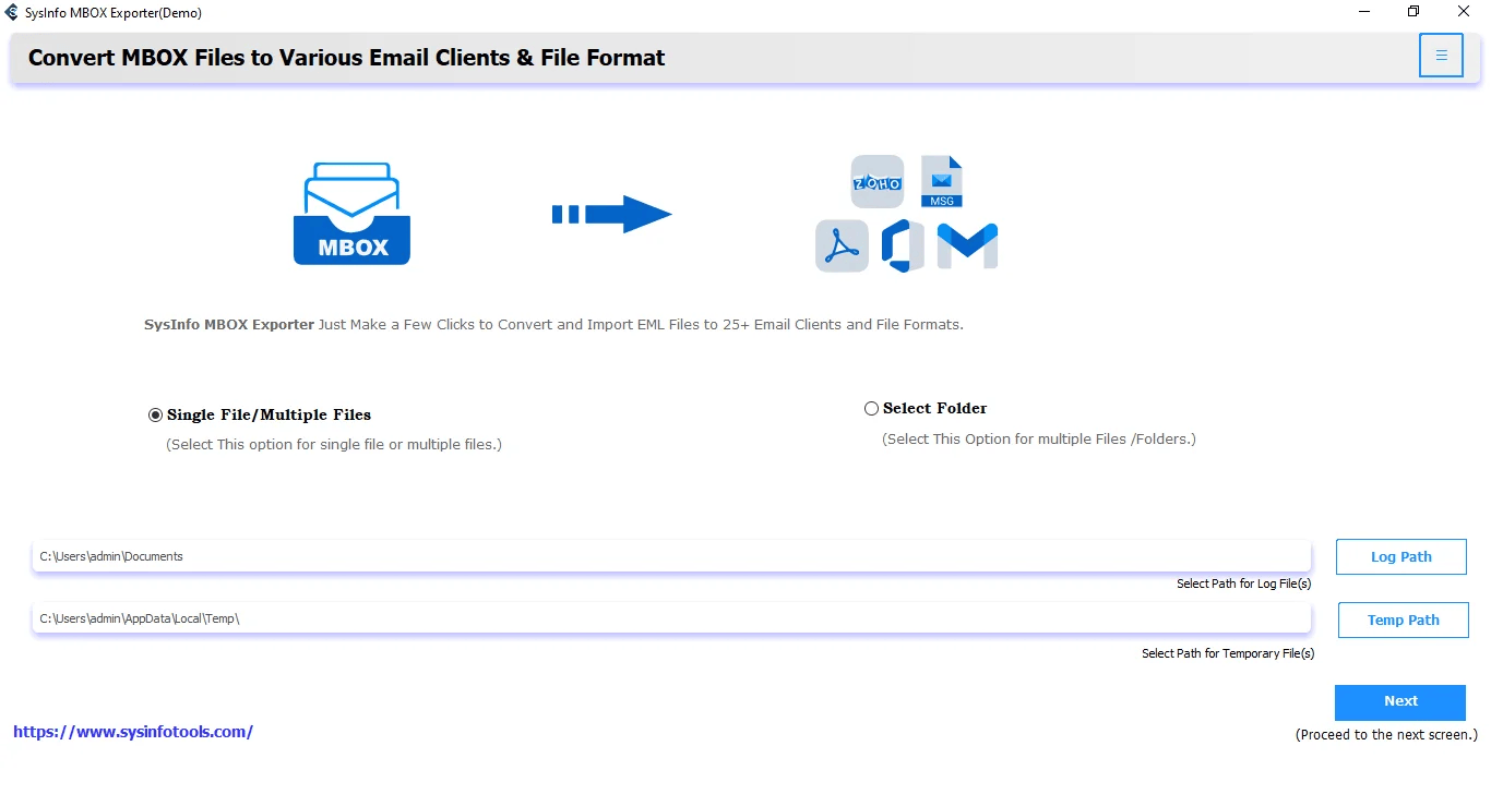 SysInfo MBOX Converter Tool Screenshot