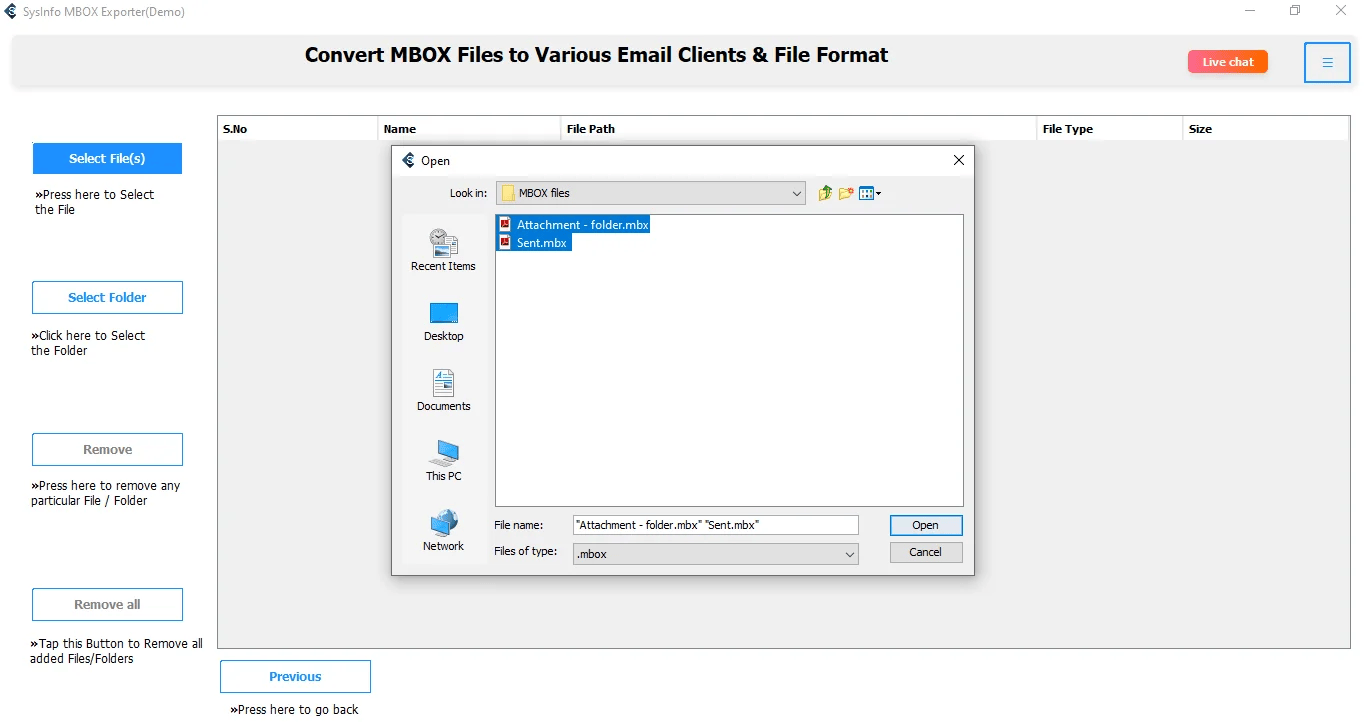 SysInfo MBOX Converter Tool Screenshot