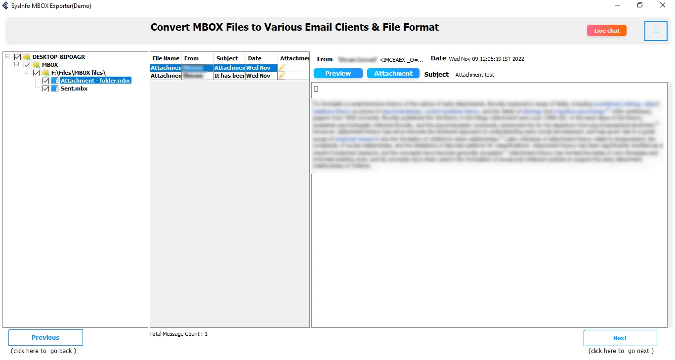 SysInfo MBOX Converter Tool Screenshot