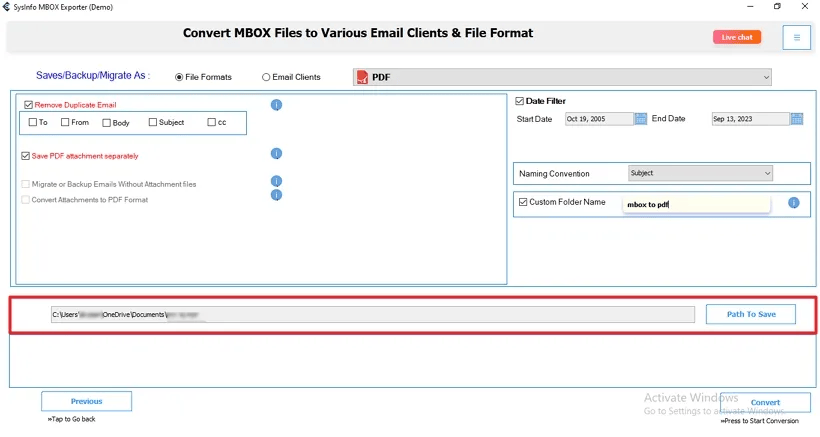 SysInfo MBOX Converter Tool Screenshot