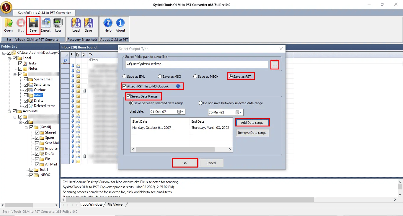 Sysinfo OLM to PST Converter Screenshot