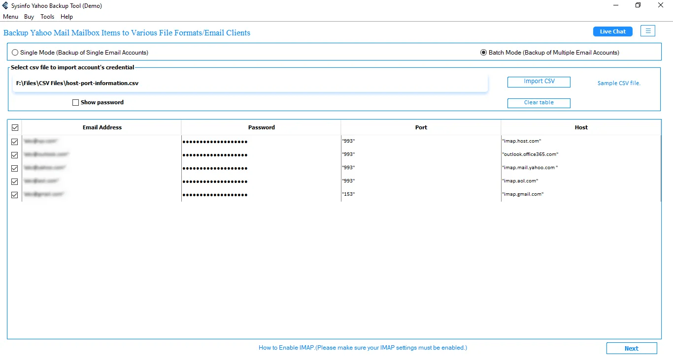 SysInfo Yahoo Backup Tool Screenshot
