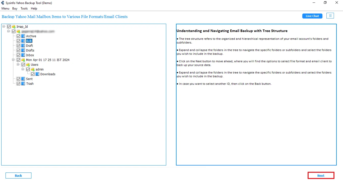 SysInfo Yahoo Backup Tool Screenshot
