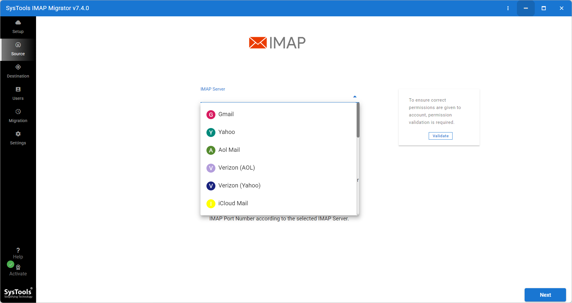 SysTools IMAP Migration Tool Screenshot
