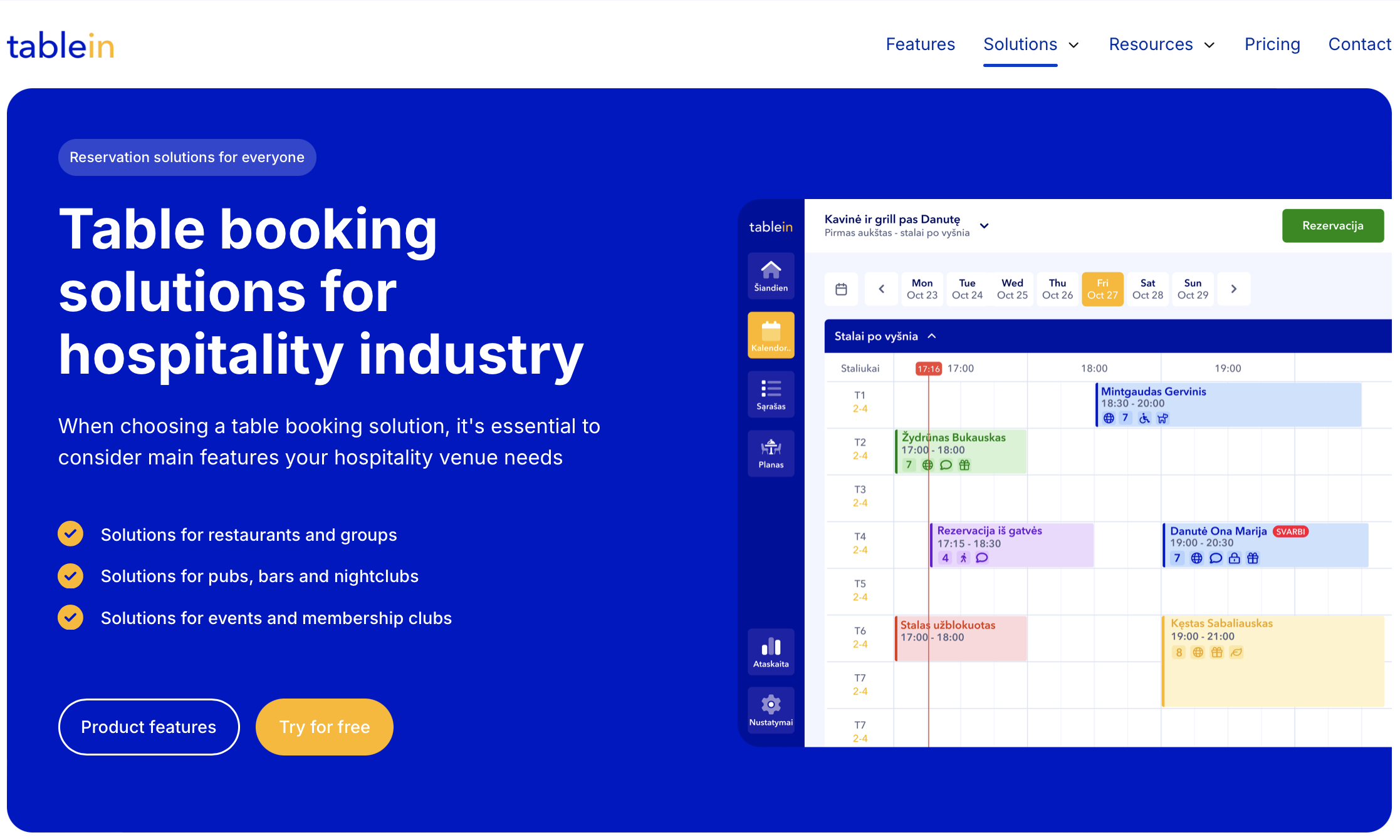 Tablein.com Screenshot