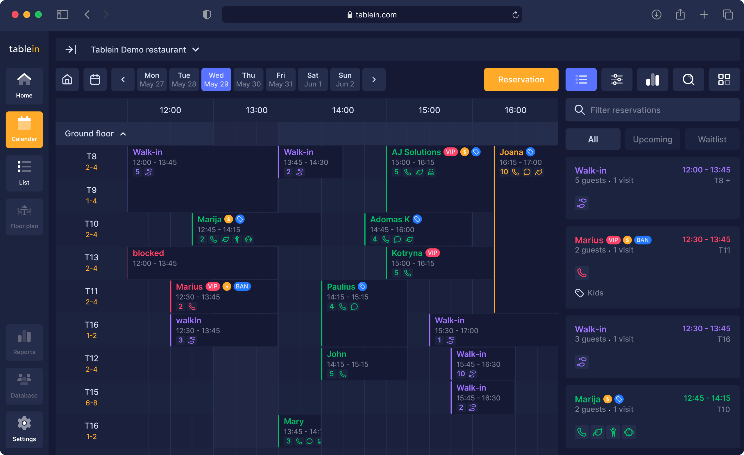 Tablein.com Screenshot