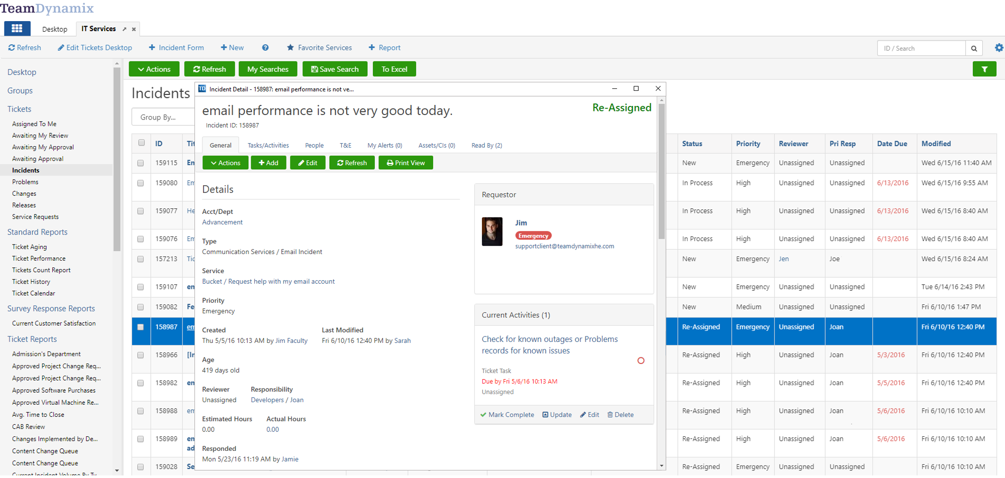 TeamDynamix IT Service Management Screenshot