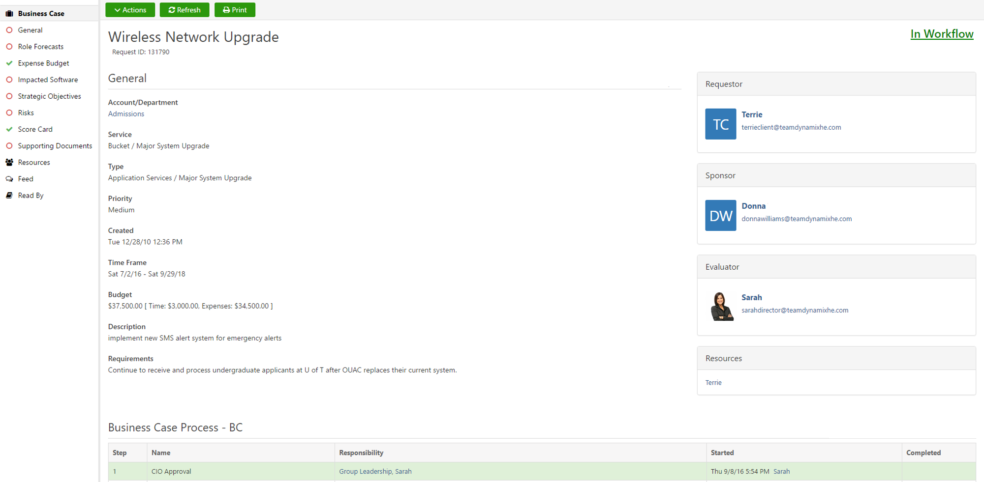 TeamDynamix IT Service Management Screenshot