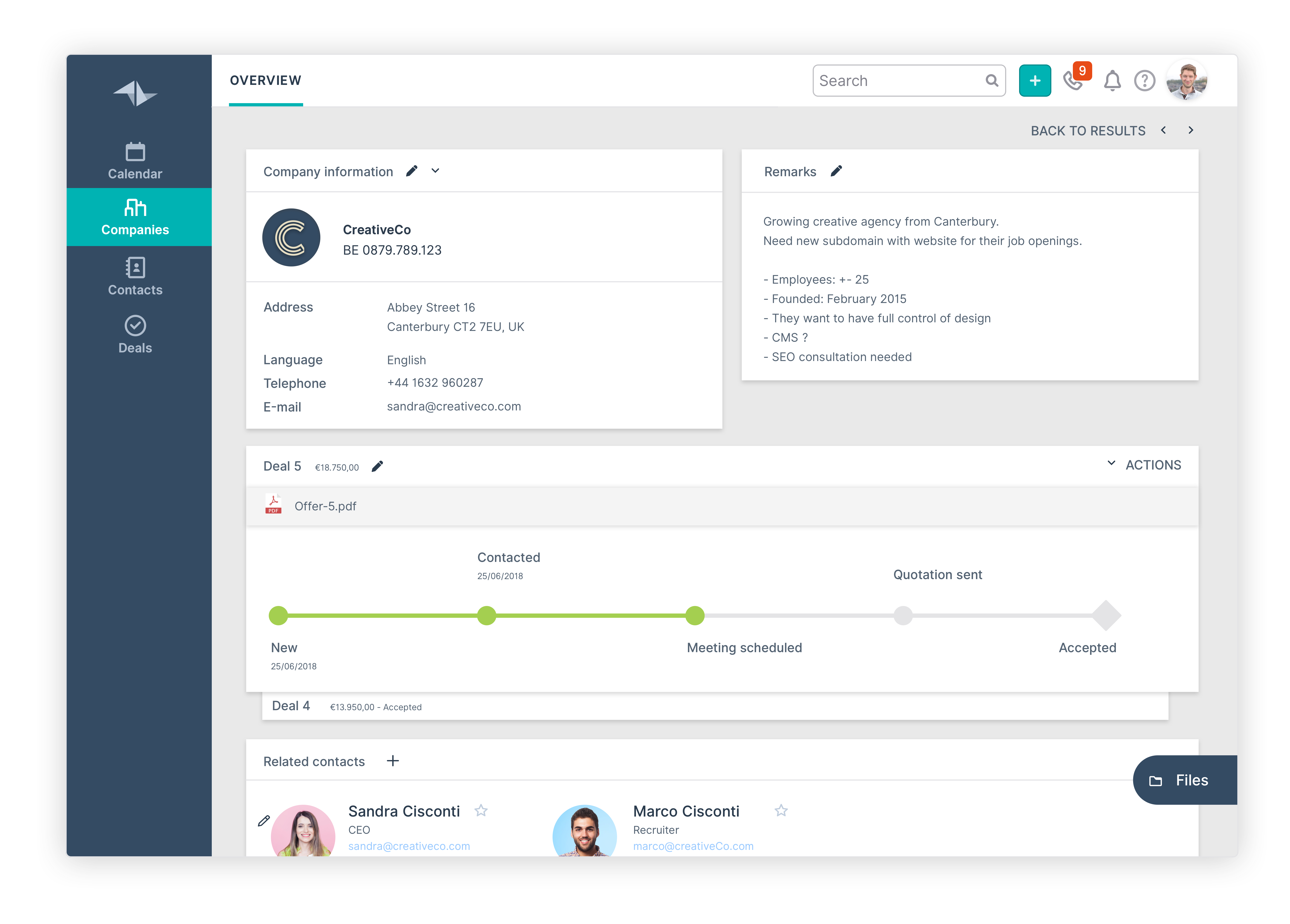 Teamleader Screenshot