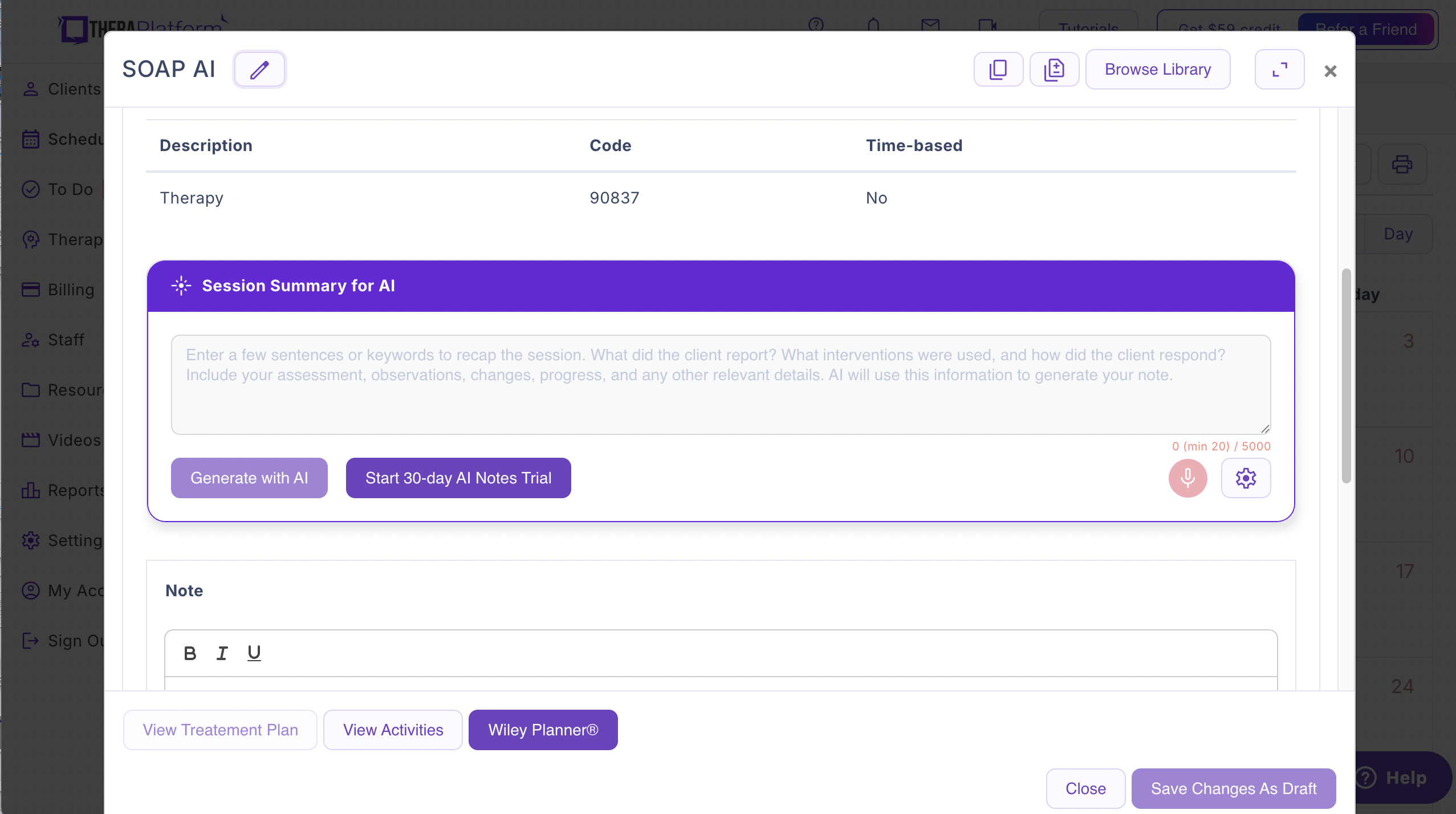 TheraPlatform Screenshot