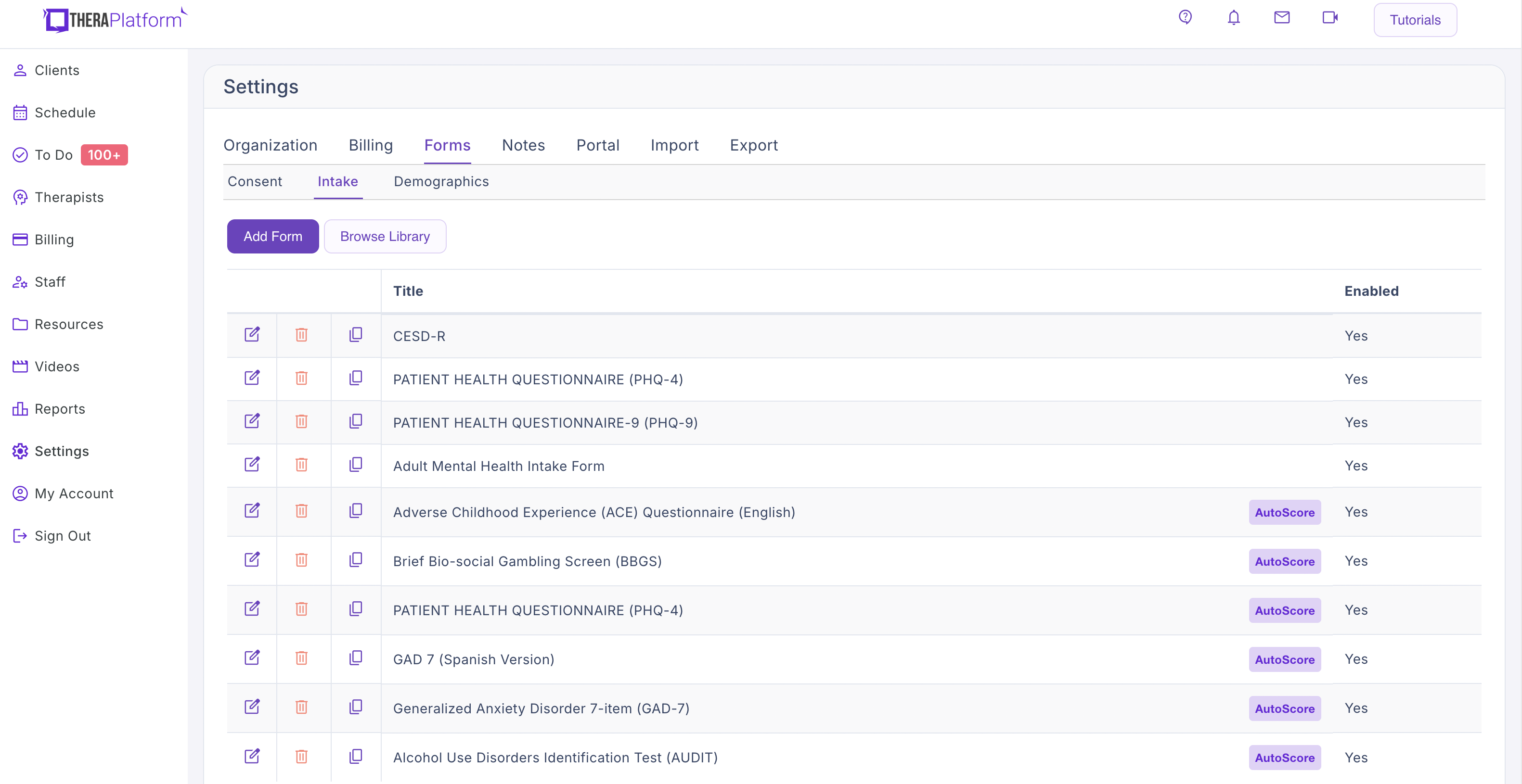 TheraPlatform Screenshot