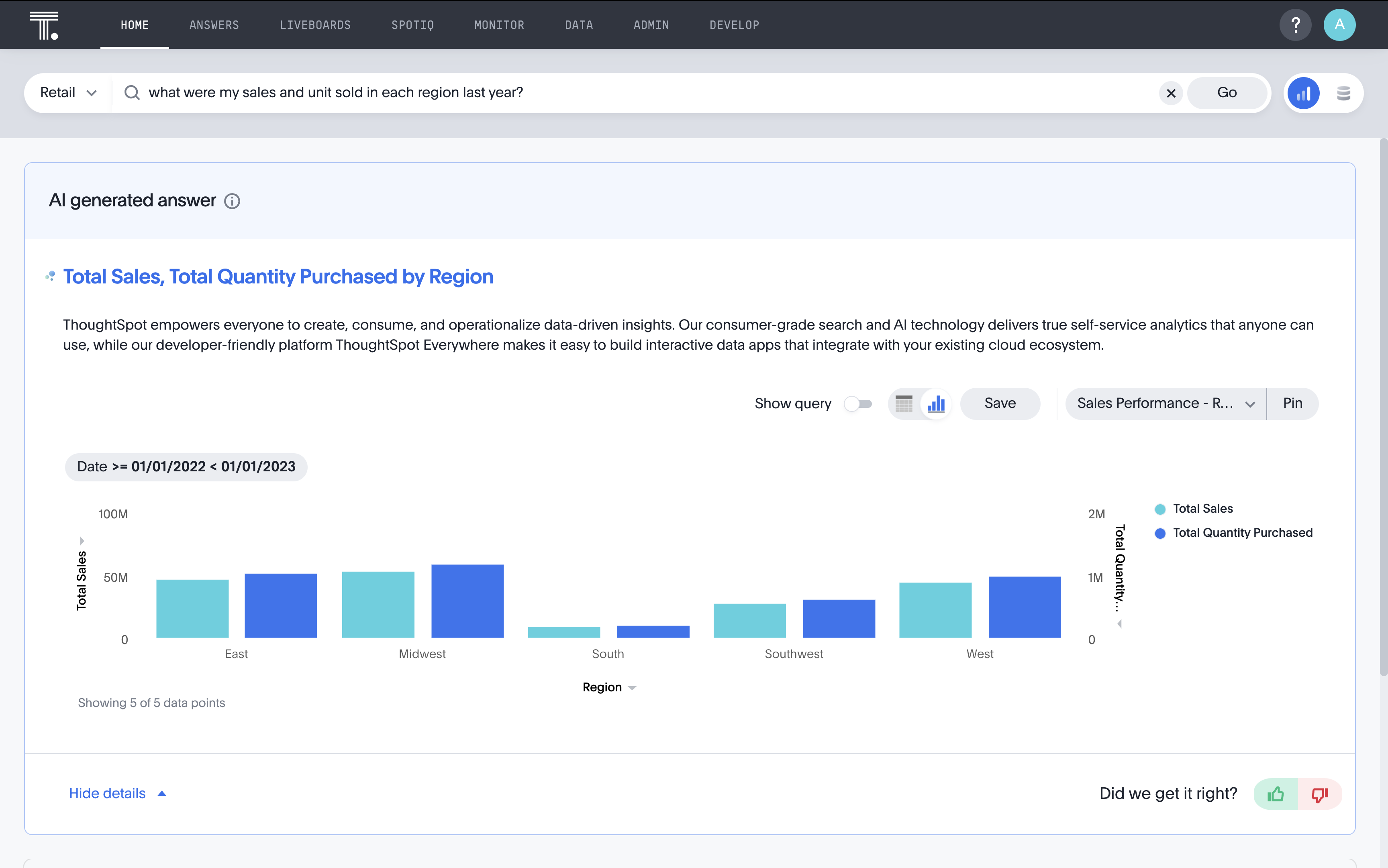 ThoughtSpot Screenshot