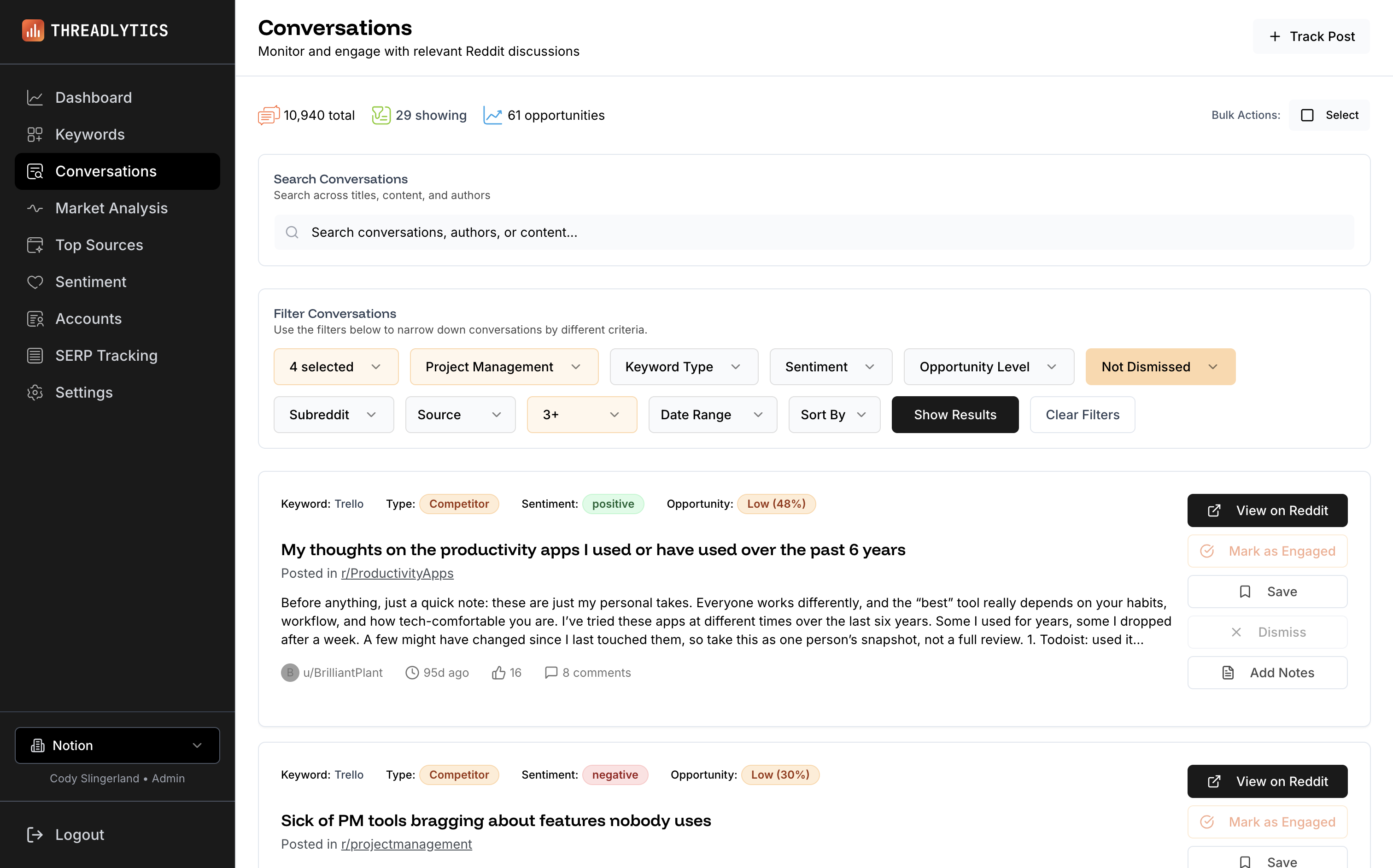 Threadlytics Screenshot